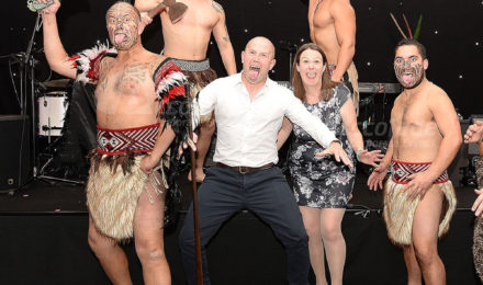 Haka Masters posing at corporate event