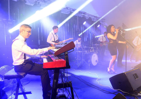 Band on stage at corporate event